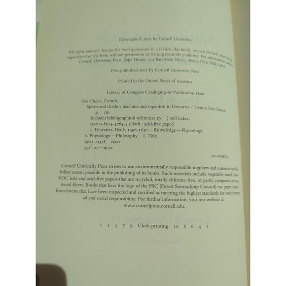 Spirits and Clocks Machine and Organism in Descartes Dennis Des Chene HC DJ Vtg - Picture 4 of 8